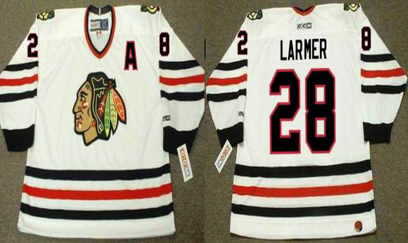 2019 Men Chicago Blackhawks 28 Larmer white CCM NHL jerseys